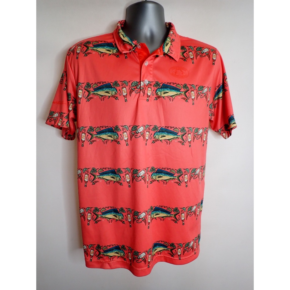 What The Fin Men's Conch Republic Seafood Company Mahi Mahi Fishing Polo Size S
